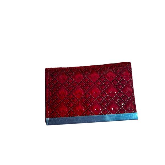 Red Hearts Retro Small New Card Wallet ID Card Holder Never used Deadstock - Picture 14 of 16